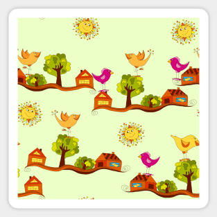 Floral pattern with birds Sticker